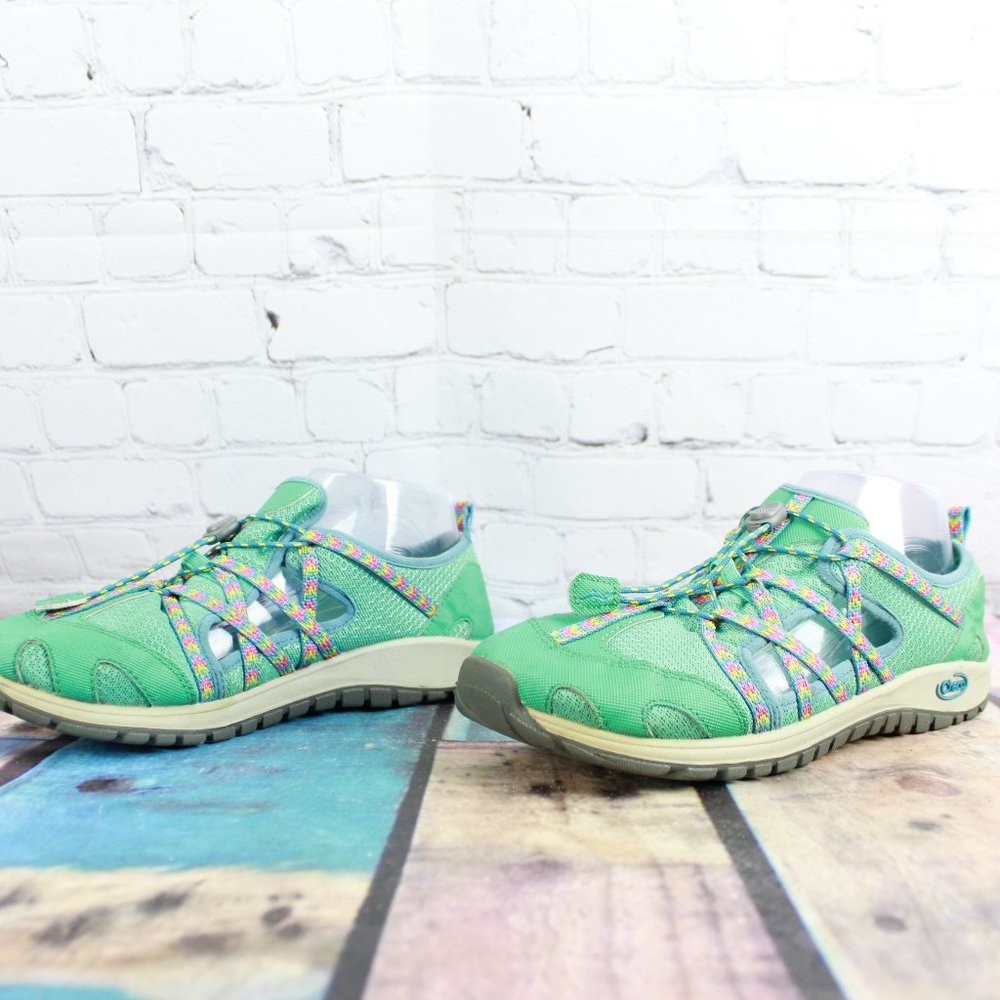 Chaco Marine Green Mesh Outcross Water Outdoor Sneakers Shoes Size 6 - Picture 2 of 9